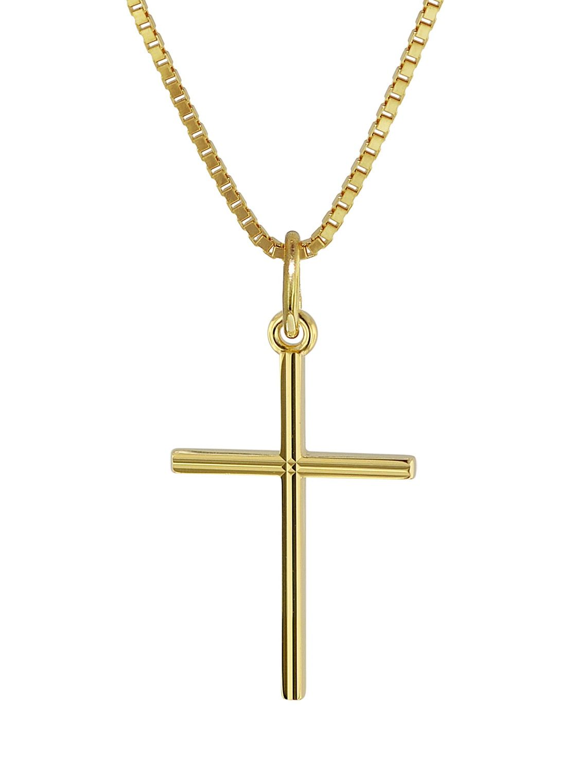 Trendor Kids Cross Pendant Gold 333 8k With Plated Necklace 08496 Trendor 08496 Kids Cross Pendant Gold 333 8k With Plated Necklace Image 1