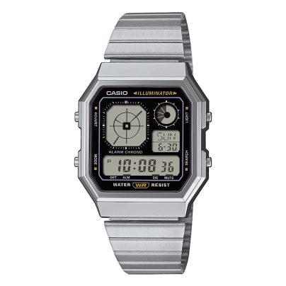 Casio Armbanduhr Digital Edgy Collection Silberfarben A130WE-1AEF