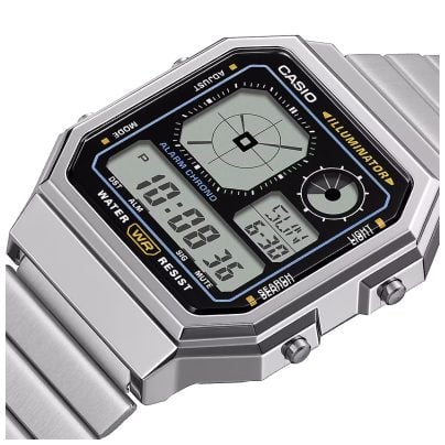 Casio Armbanduhr Digital Edgy Collection Silberfarben A130WE-1AEF