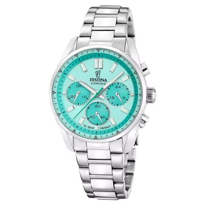 Festina Montre unisexe Boyfriend Chronograph Acier/Turquoise Chrono F20753/3
