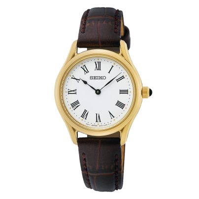 Seiko Quartz watch for women with sapphire crystal brown/gold colored SWR072P1