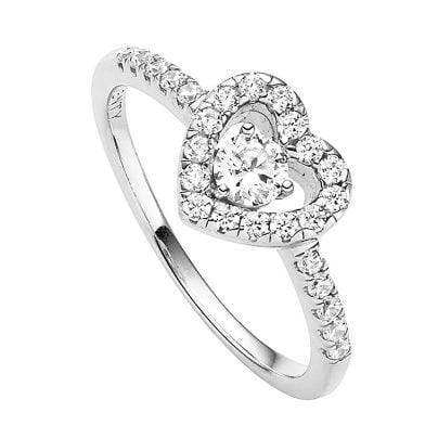 Viventy Jewellery ladies ring silver 925 zirconia proposal ring heart 786891
