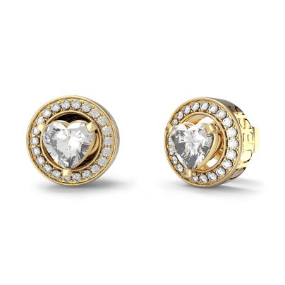 Guess Bijoux Boucles d'oreilles pour femmes coeur coeur de couleur or / blanc jube04669jwygt-u