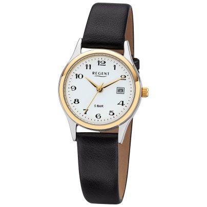 Regent 12120242 Montre femme quartz avec bracelet cuir noir