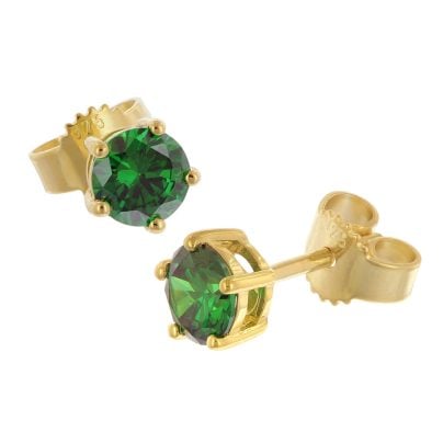 trendor Schmuck Damen Ohrringe 925 Silber Vergoldet Ohrstecker Grün 68738