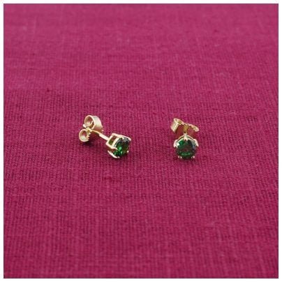 trendor Schmuck Damen Ohrringe 925 Silber Vergoldet Ohrstecker Grün 68738