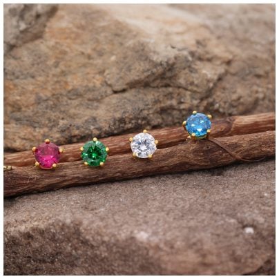 trendor Schmuck Damen Ohrringe 925 Silber Vergoldet Ohrstecker Grün 68738