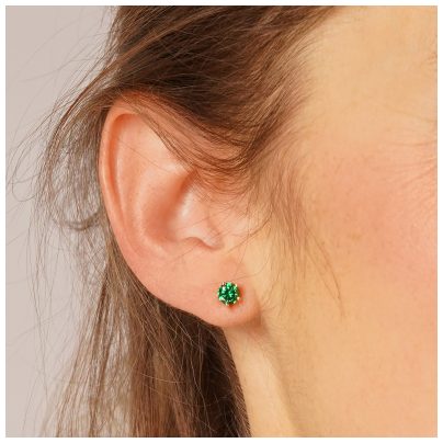 trendor Schmuck Damen Ohrringe 925 Silber Vergoldet Ohrstecker Grün 68738