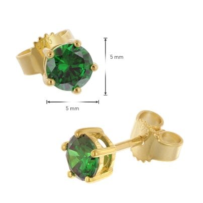 trendor Schmuck Damen Ohrringe 925 Silber Vergoldet Ohrstecker Grün 68738
