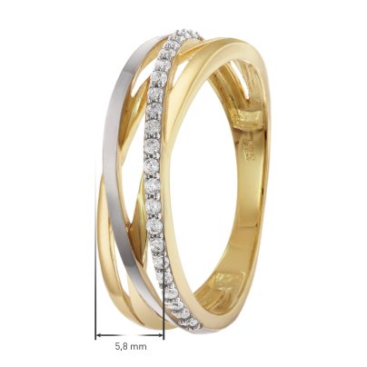 trendor Schmuck Damenring 925 Silber Vergoldet Bicolor Zirkonia-Ring 28016