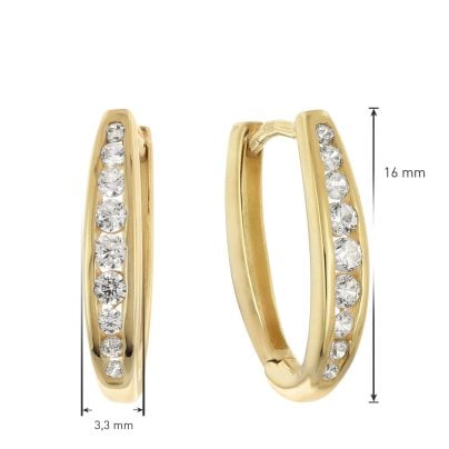 trendor Schmuck Damen-Ohrringe 925 Silber Vergoldet Zirkonia Klapp-Creolen 28039