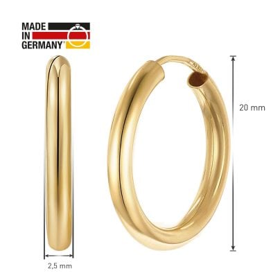 trendor Schmuck Damen-Ohrringe Creolen 925 Silber Vergoldet Ø 20 mm 28175-20