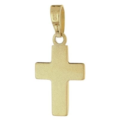 trendor Schmuck Kreuz-Anhänger für Kinder Gold 585/14K mit goldplattierter Kette 28392