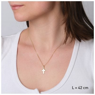 trendor Schmuck Kreuz-Anhänger für Kinder Gold 585/14K mit goldplattierter Kette 28392