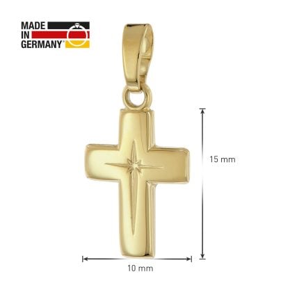 trendor Schmuck Kreuz-Anhänger für Kinder Gold 585/14K mit goldplattierter Kette 28392