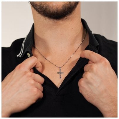 trendor Schmuck Kreuz mit Herren-Halskette 925 Silber 50 cm 35851