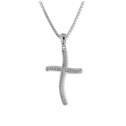 trendor Schmuck Kreuz-Anhänger 20 mm mit Halskette für Frauen Silber 925 75599