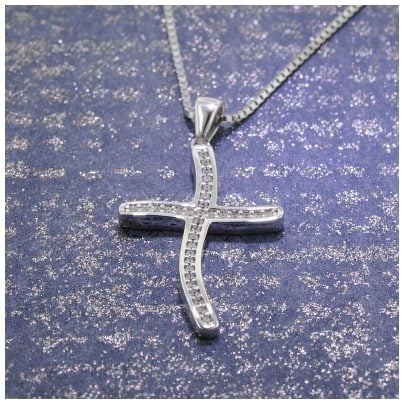 trendor Schmuck Kreuz-Anhänger 20 mm mit Halskette für Frauen Silber 925 75599