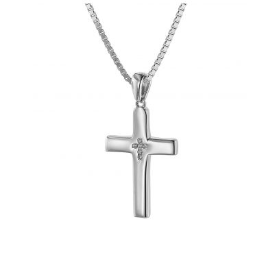 trendor Schmuck Kreuz mit Zirkonia 25 mm mit Halskette Silber 925 75600