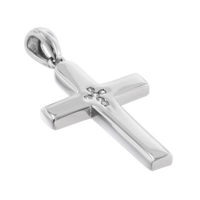 trendor Schmuck Kreuz mit Zirkonia 25 mm mit Halskette Silber 925 75600