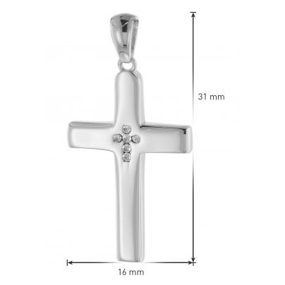 trendor Schmuck Kreuz mit Zirkonia 25 mm mit Halskette Silber 925 75600