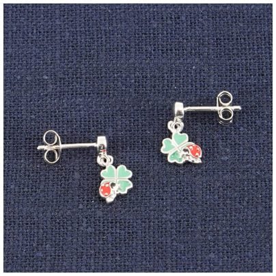 trendor Schmuck Kinder-Ohrringe für Mädchen Silber 925 Kleeblatt Ohrstecker 41606