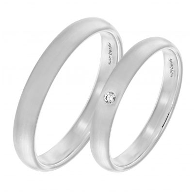 trendor Schmuck Eheringe Paar Weißgold 375 Trauring-Set mit Diamant 2004
