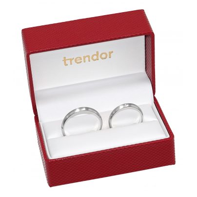 trendor Schmuck Eheringe Paar Weißgold 375 Trauring-Set mit Diamant 2004