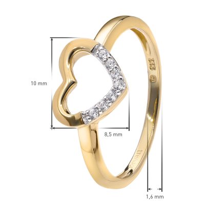 trendor Schmuck Damenring Gold 333/8K Zirkonia-Herz 15191