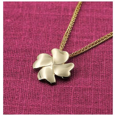 trendor Schmuck Kleeblatt Anhänger Gold 333 / 8K mit goldplattierter Silberkette 15633