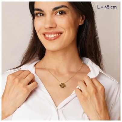 trendor Schmuck Kleeblatt Anhänger Gold 333 / 8K mit goldplattierter Silberkette 15633
