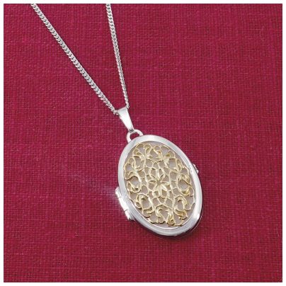 trendor Schmuck Damen-Kette mit Medaillon aus 925 Silber Bicolor 68504