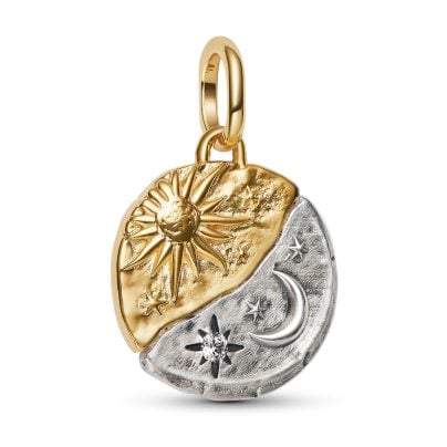 Pandora Ciondolo medaglione gioielli bicolore sole e luna 763977C01
