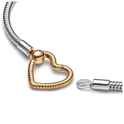 Pandora Jewelery women's bracelet 925 silver with gold-colored heart clasp 569539C00