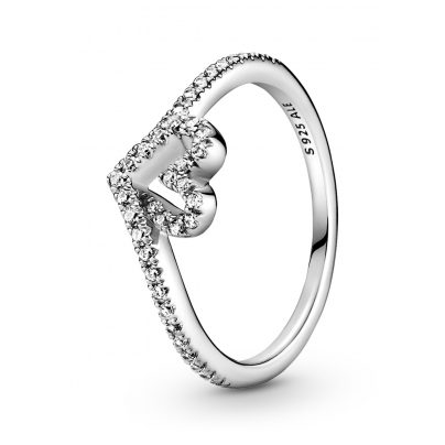 Pandora Schmuck Silber Damenring Sparkling Wishbone Heart 199302C01