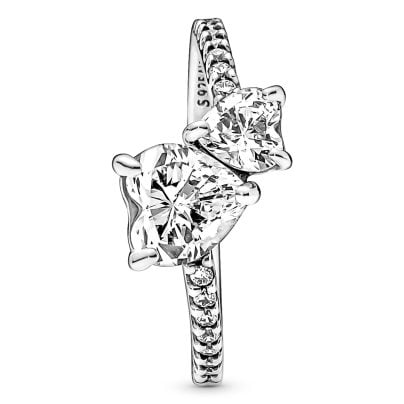 Pandora Schmuck Silberring für Damen Funkelnde Herzen Solitär 191198C01