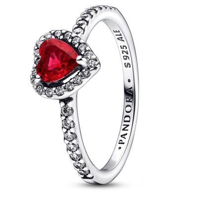 Pandora Jewelery women's ring raised heart red 198421C02