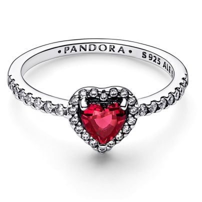 Pandora Jewelery women's ring raised heart red 198421C02