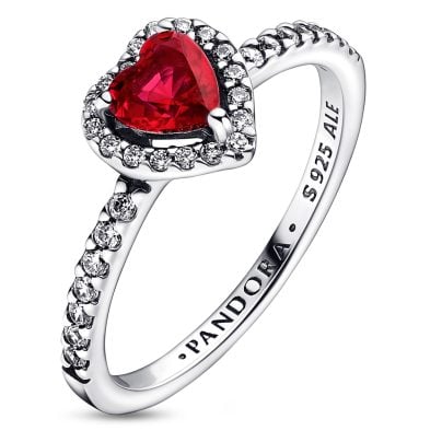 Pandora Jewelery women's ring raised heart red 198421C02