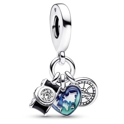 Pandora Charm colgante de joyería cámara, corazón y brújula 792703C01