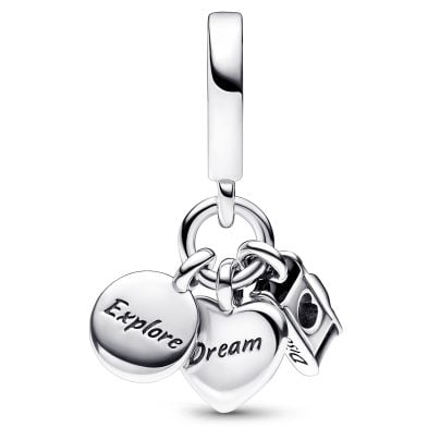 Pandora Charm colgante de joyería cámara, corazón y brújula 792703C01