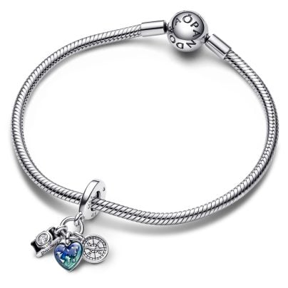 Pandora Charm colgante de joyería cámara, corazón y brújula 792703C01