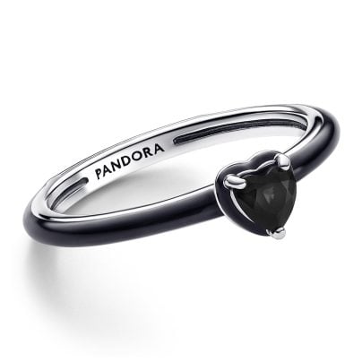 Pandora Schmuck Damenring Silber Schwarzes Chakra Herz 193088C01