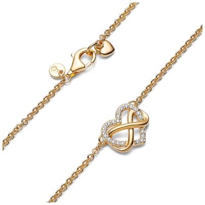 Pandora Joyería collar de mujer brillante corazón infinito color dorado 362666C01-50