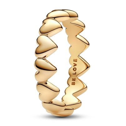 Pandora Schmuck Damenring Reihe aus Herzen Goldfarben 163427C00