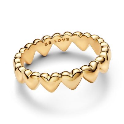 Pandora Schmuck Damenring Reihe aus Herzen Goldfarben 163427C00