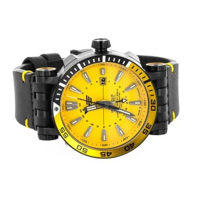 Vostok Europe Men's Watch GMT Energia Rocket Yellow 2 Bands NH34-575C719_YLW