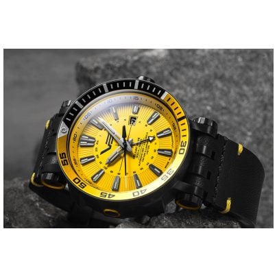 Vostok Europe Men's Watch GMT Energia Rocket Yellow 2 Bands NH34-575C719_YLW