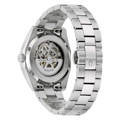 bulova Men's automatic watch Surveyor steel/light blue 96B469