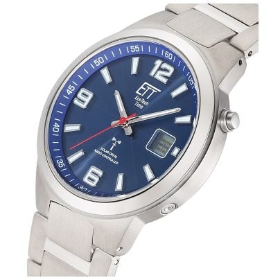 ETT Eco Tech Time Funk-Solar Herrenuhr Everest Gents Titan/Blau EGT-11709-32M